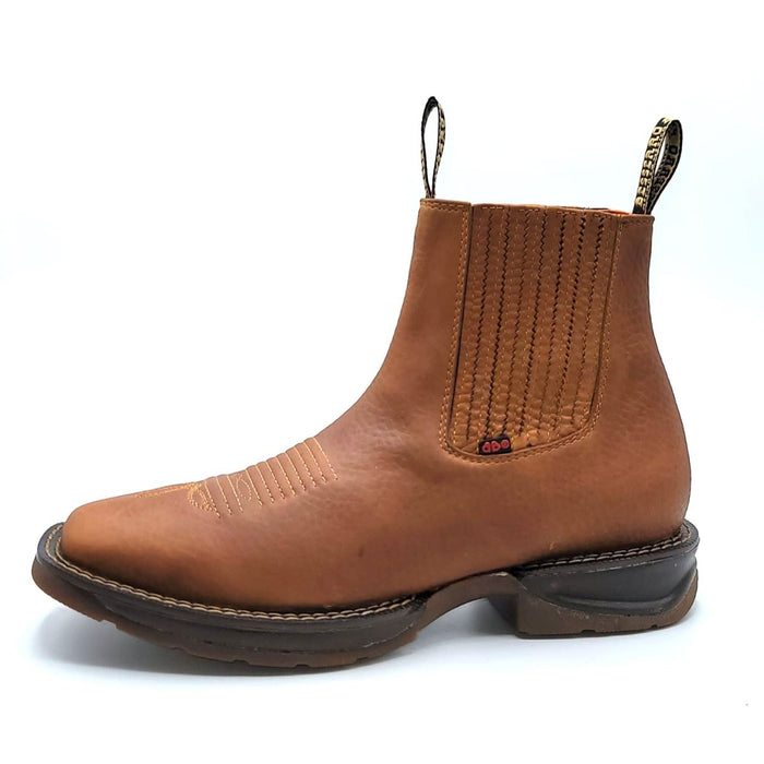 El Besserro Men's Square Toe Leather Ankle Boots Honey