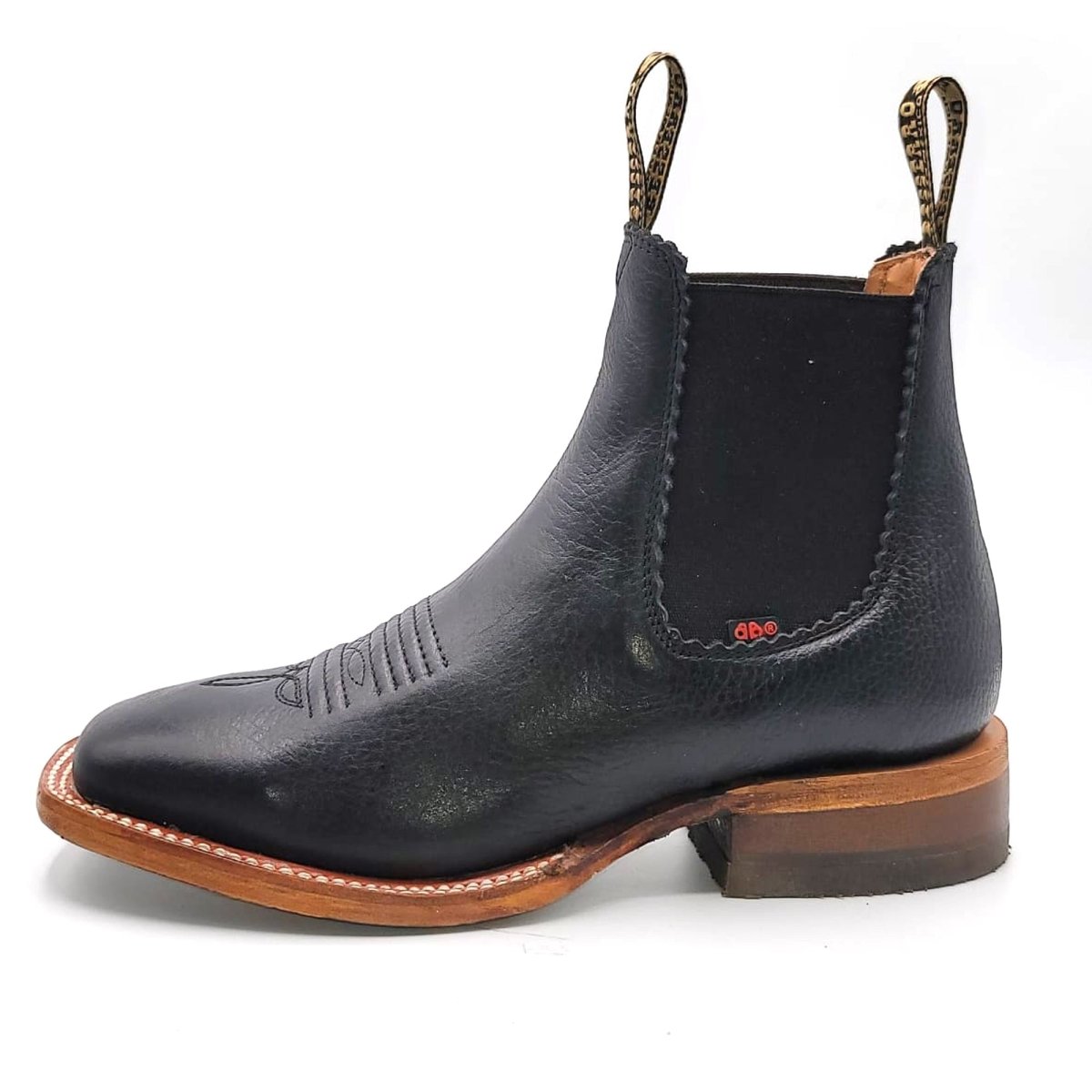 El Besserro Women's Square Toe Leather Ankle Boots Black