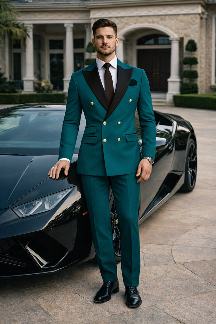 Double Breasted Tuxedo Groom Suit