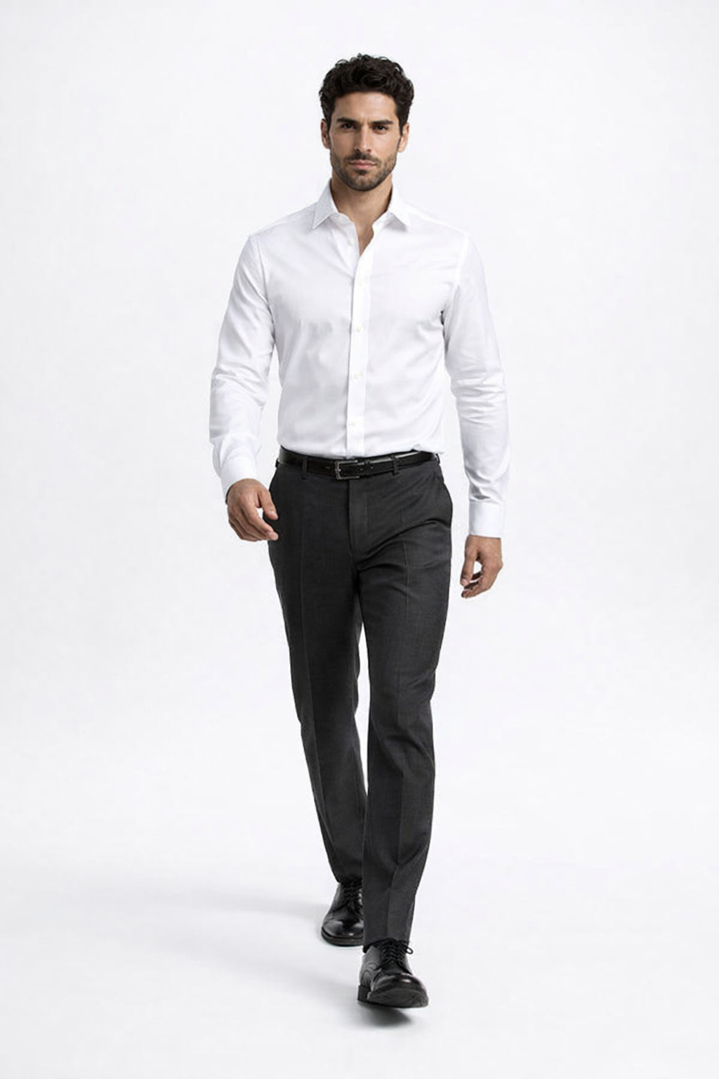 Verno Men's Classic White Cotton Dress Shirt