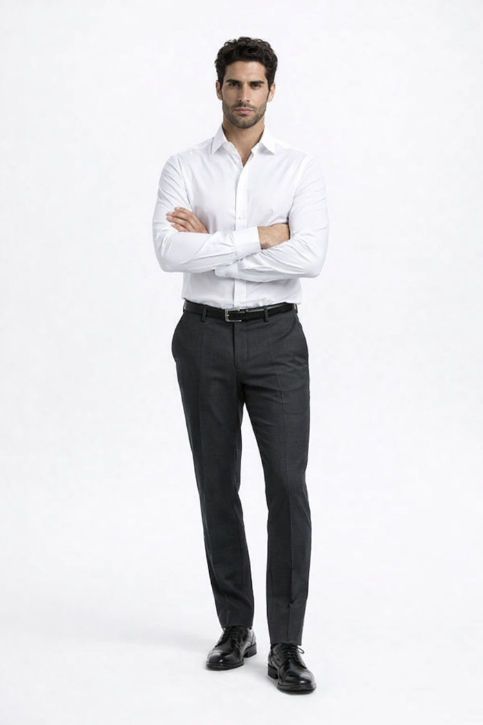 Verno Men's Classic White Cotton Dress Shirt
