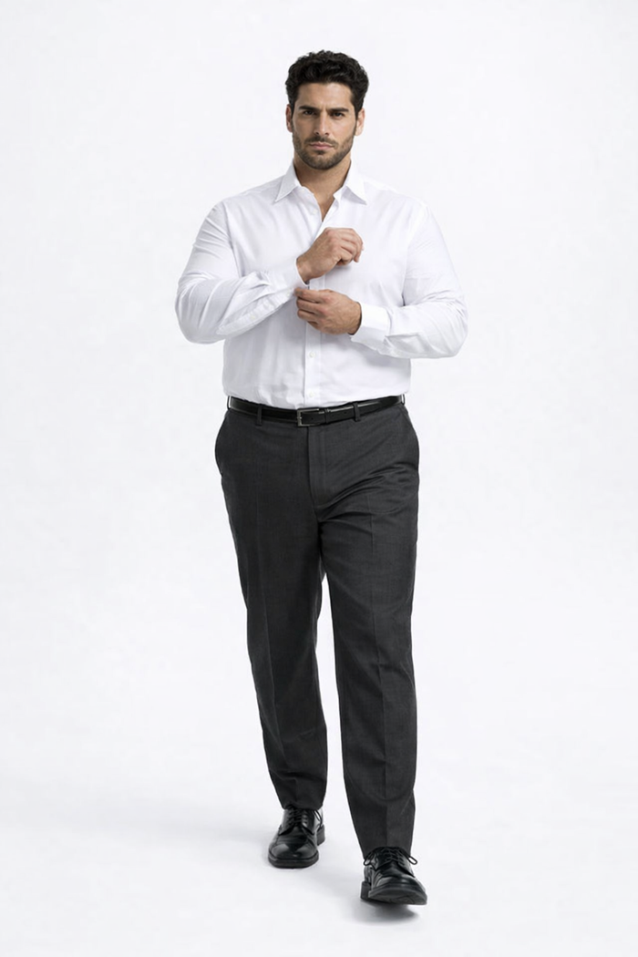 Verno Men's Classic White Cotton Dress Shirt