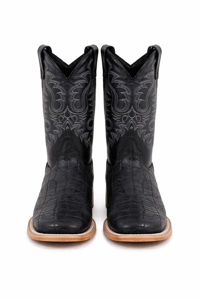 Elephant Print Square Toe Boots