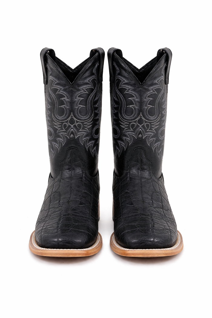 Elephant Print Square Toe Boots