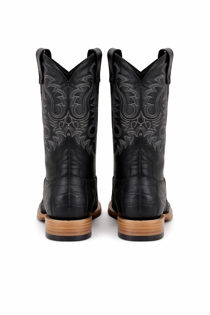 Elephant Print Square Toe Boots