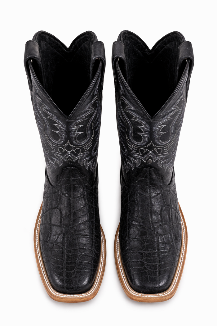 Elephant Print Square Toe Boots