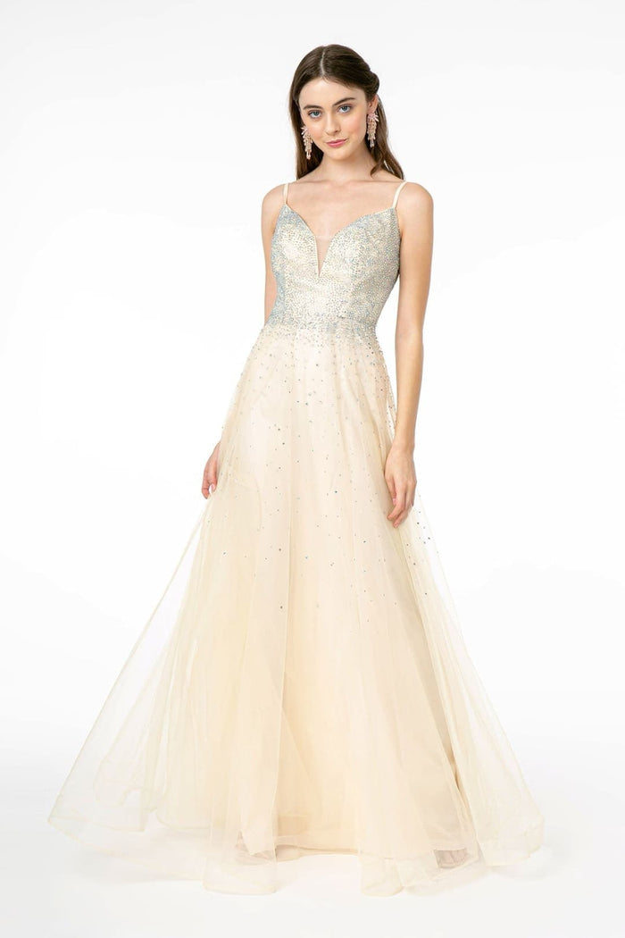 Formal Dress - Champagne Mesh by Elizabeth KGL2891