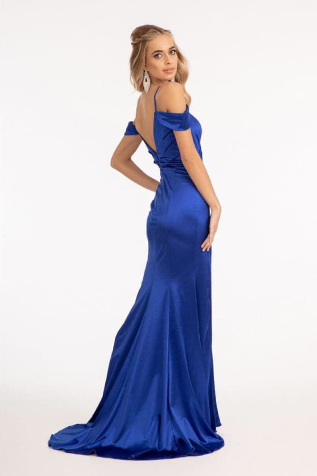Cold Shoulder Satin Prom Gown by Elizabeth KGL3060