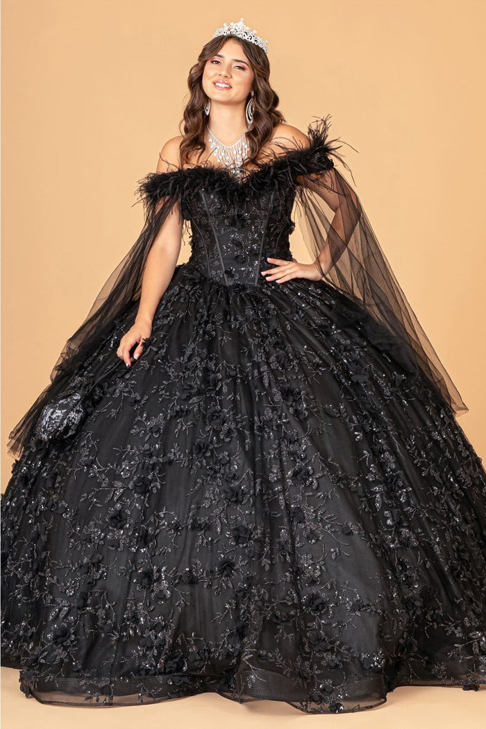Off the shoulder Quince Dress Glitter Ball Gown by Elizabeth K GL3101