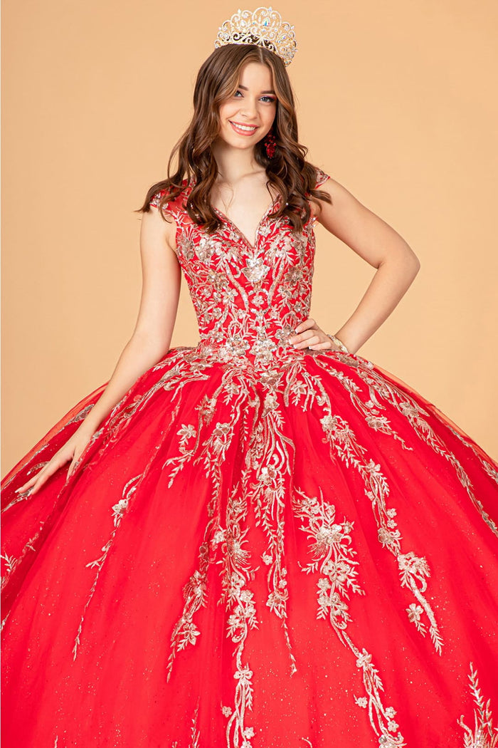 Red and Gold Quinceañera Ball Gown by Elizabeth K GL3076