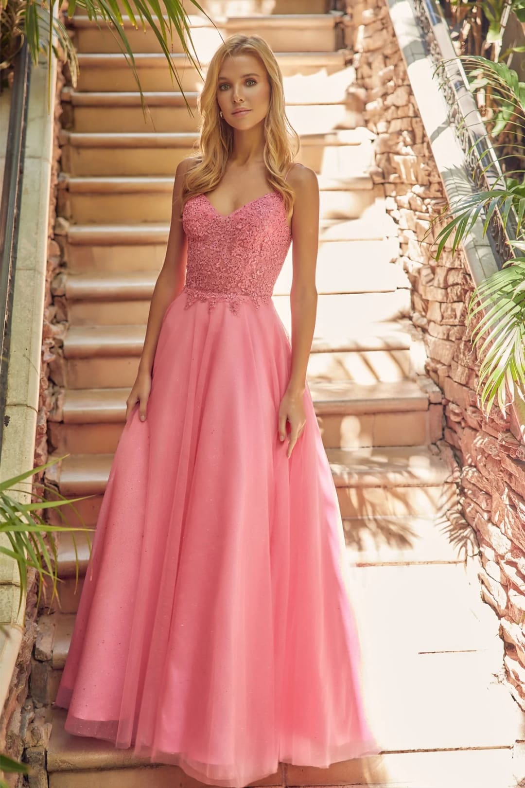 Embroidered Tulle Sparkle Gown by Juliet 268