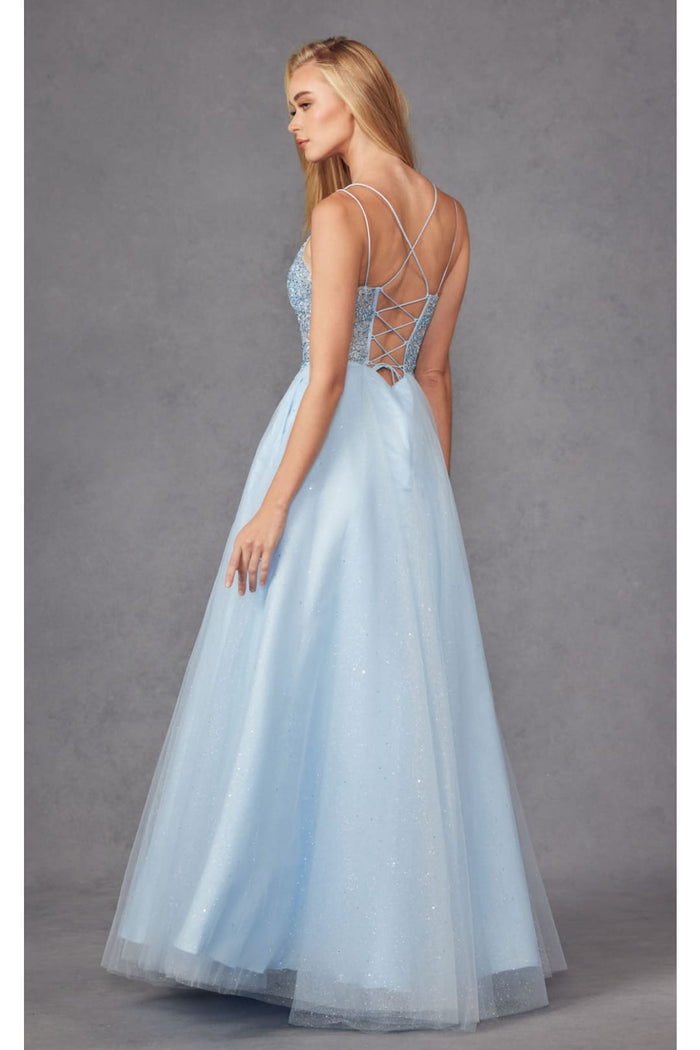 Embroidered Tulle Sparkle Gown by Juliet 268