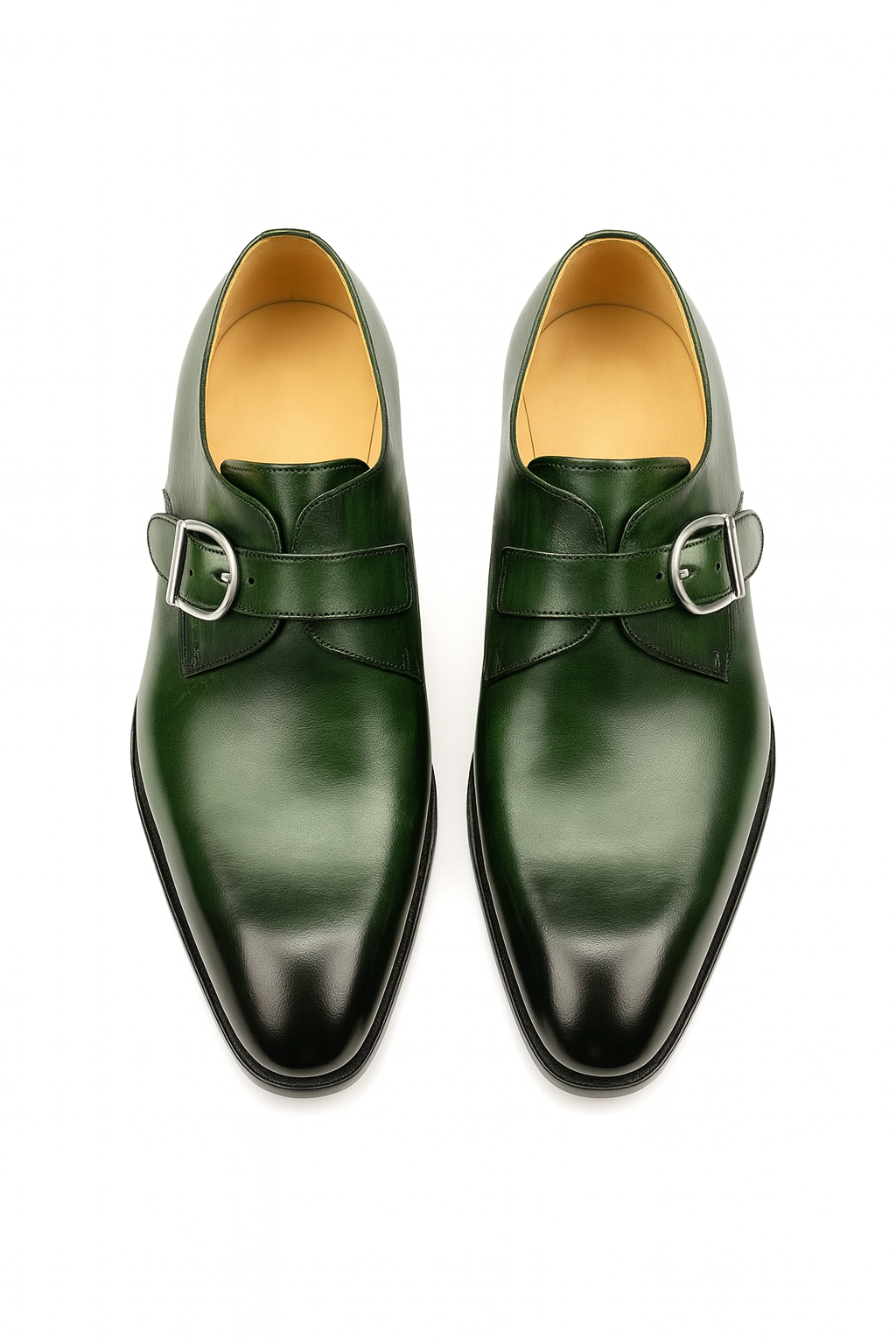 Mens Carrucci Classic Leather Fade Single D-Buckle Monk Strap Dress Shoe in Chestnut