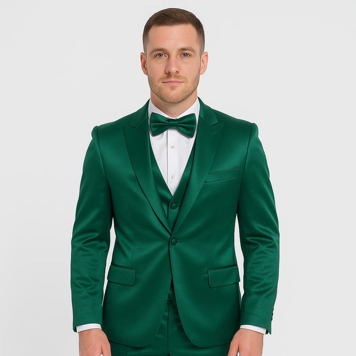 Emerald Green Satin Tuxedo Set by Tazzio