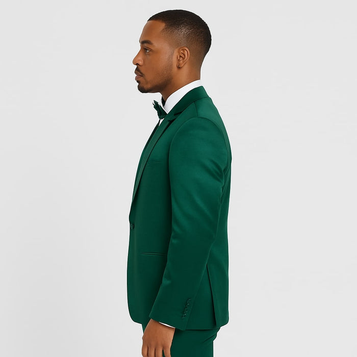 Emerald Green Satin Tuxedo Set by Tazzio