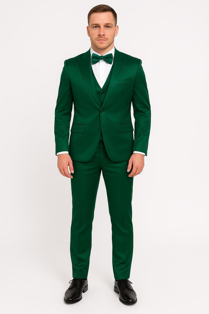Emerald Green Satin Tuxedo Set by Tazzio
