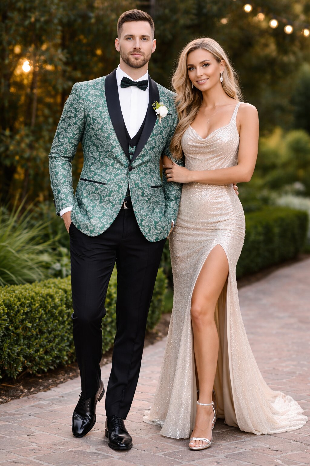 Emerald Green Paisley Tuxedo Suit for Men