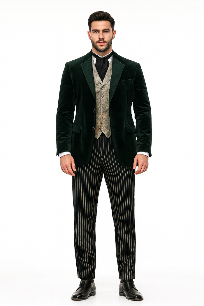 Emerald Velvet Roderick Smoking Jacket – Luxurious Men's Evening Wear