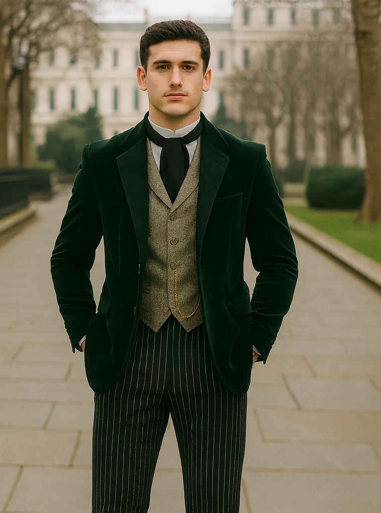 Emerald Velvet Roderick Smoking Jacket – Luxurious Men's Evening Wear