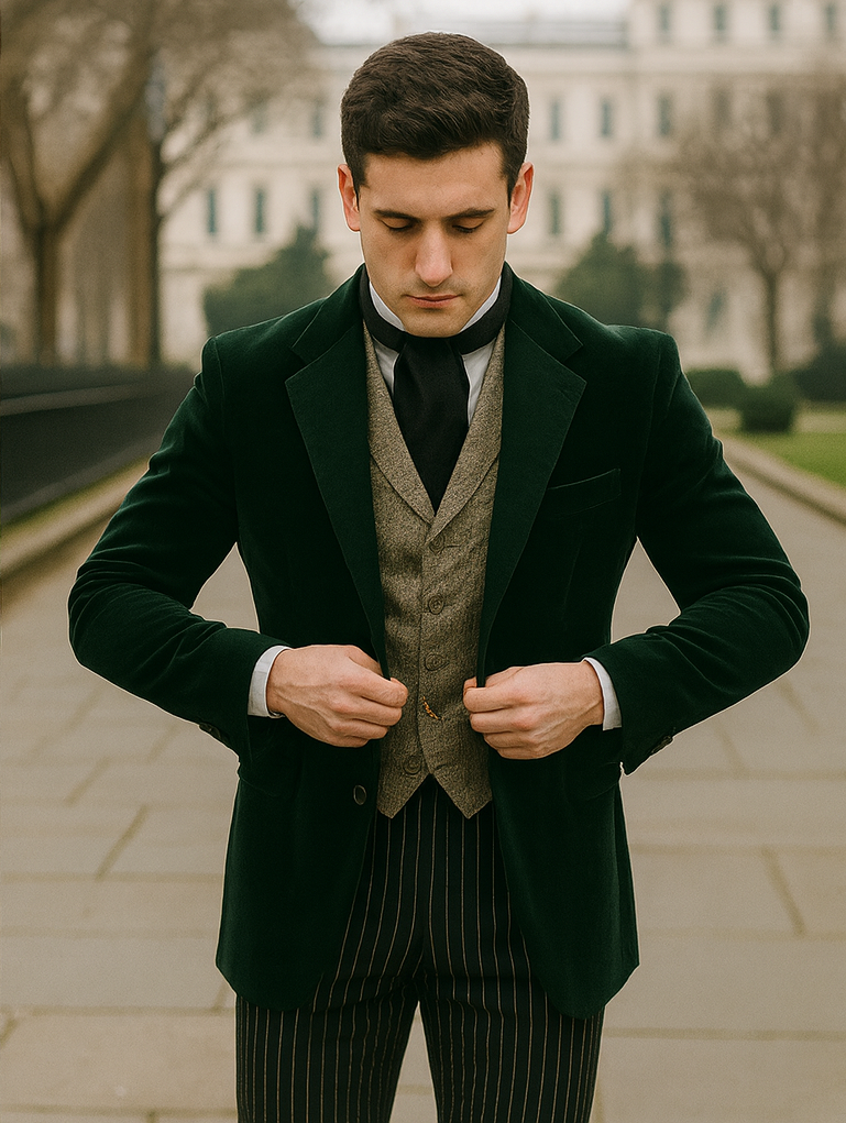 Emerald Velvet Roderick Smoking Jacket – Luxurious Men's Evening Wear