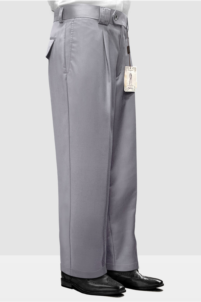 Italian Wool Wide Leg Dress Pants Light Grey
