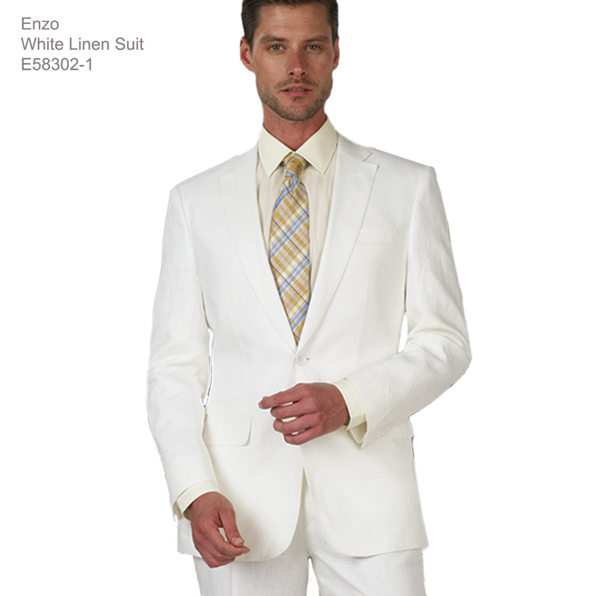 Enzo White, Khaki or Blue Linen Suits/ Free Shipping