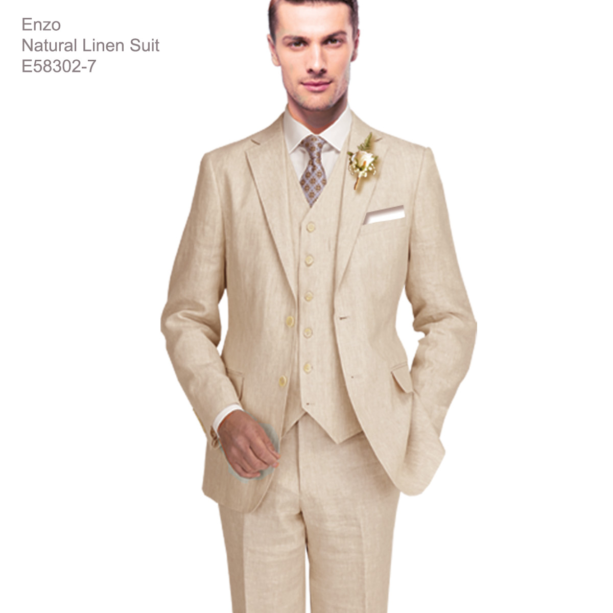 Enzo White, Khaki or Blue Linen Suits/ Free Shipping