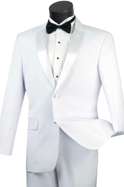 Slim Fit Wool Feel White Tuxedo for Men
