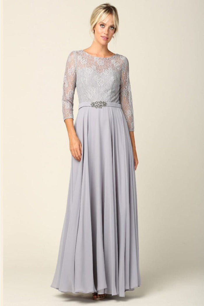 Eva USA 3227 A-Line Lace Detailed Mother of the Bride Gown