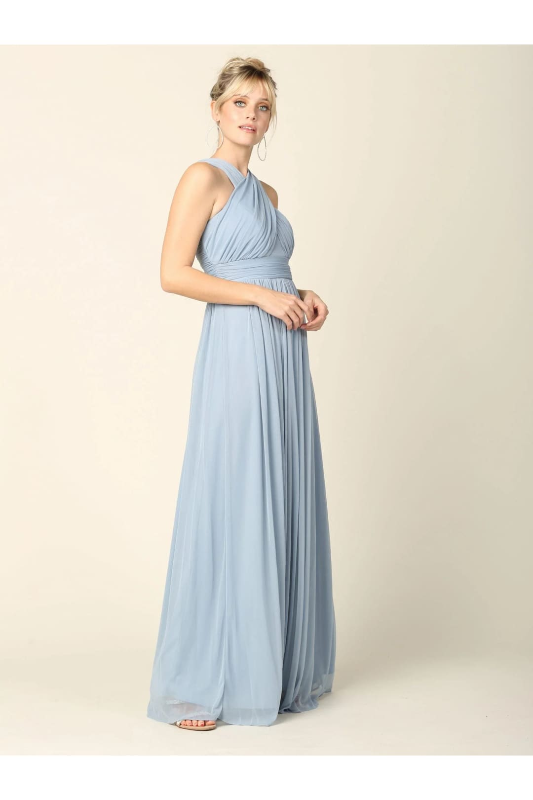 Eva USA 3280 Long Criss Cross Halter Bridesmaids Dress