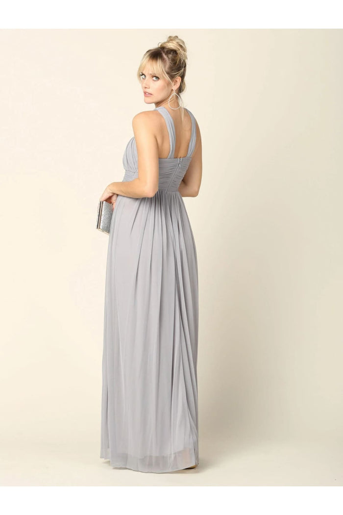 Eva USA 3280 Long Criss Cross Halter Bridesmaids Dress