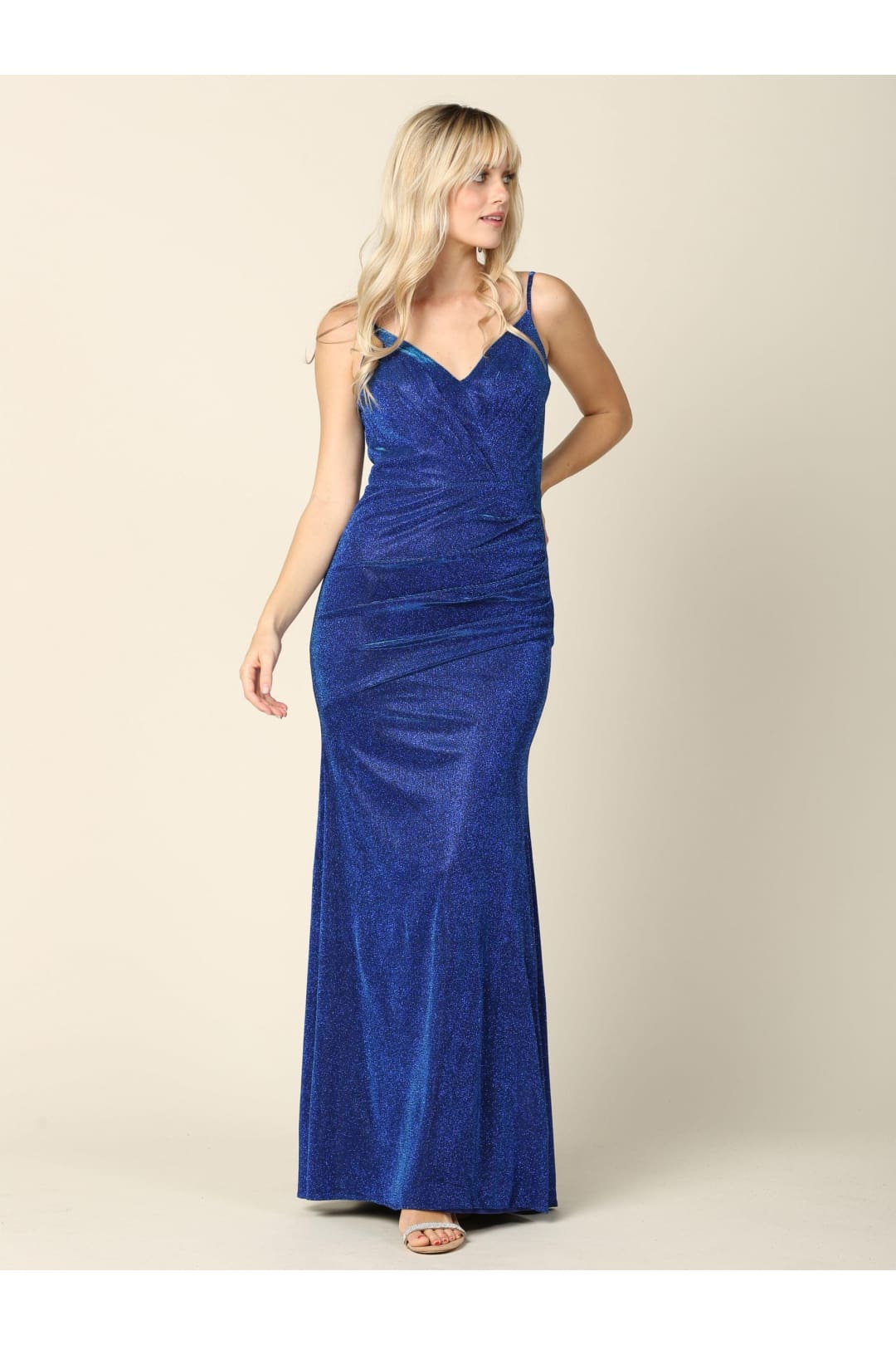 Eva USA 3358 Long Formal Spaghetti Strap Glitter Prom Dress