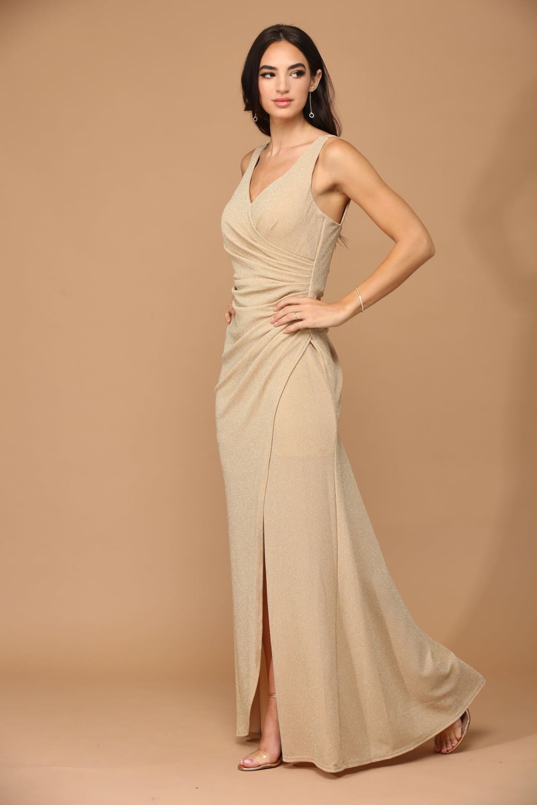 Eva USA 3436 Long Sleeveless Metallic Mother of the Bride Dress