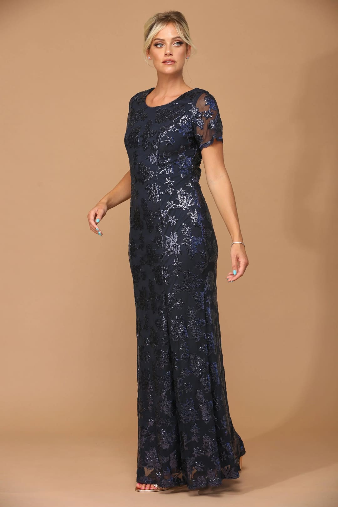 Mother-of-the-Bride Short Sleeve Formal Evening Dress by Eva USA 3456