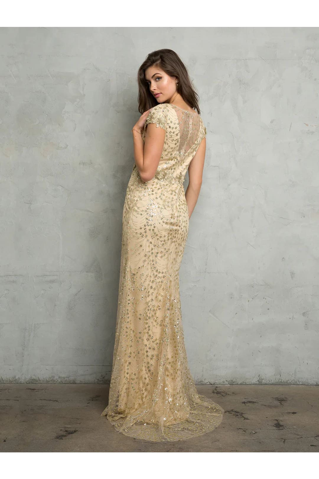 Eva USA 5266 Long Formal Glitter Applique Evening Dress