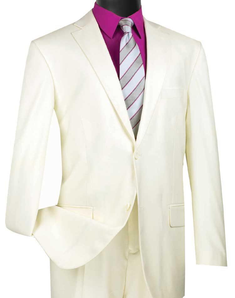 Executive Classic Fit Solid Ivory Suit by Vinci