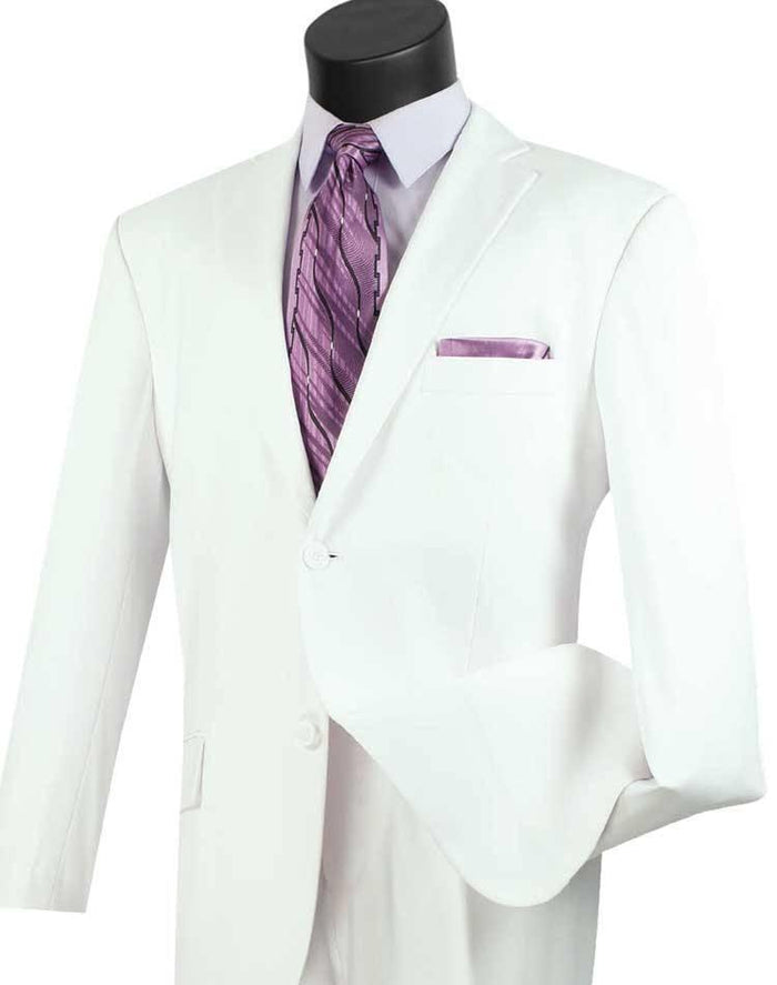 Executive Two Piece Classic Fit Suit - Solid White