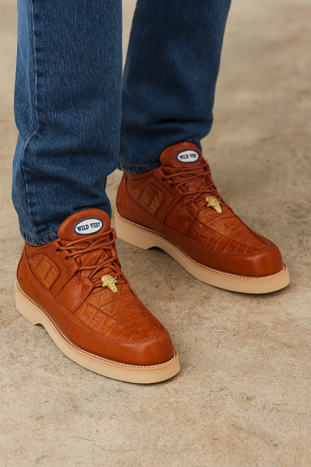 Wild West Caiman & Ostrich Skin Shoes by Los Altos