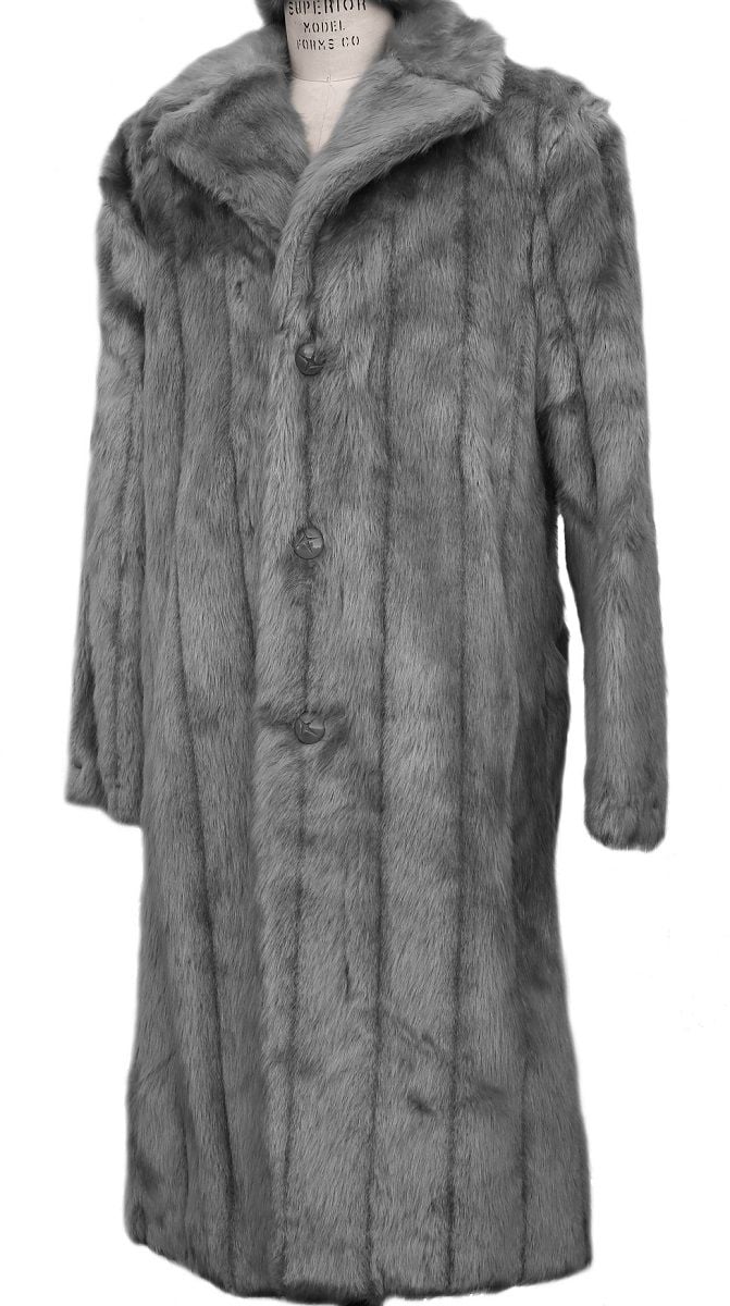 Men's Full Length Faux Fur Coat by Canto