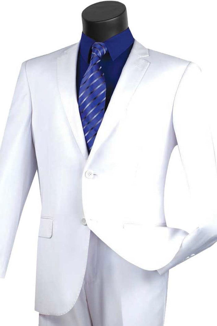 Men's White Slim Fit Two-Button Wool Suit