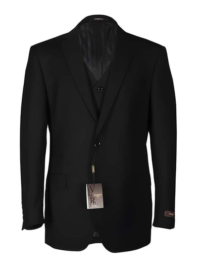 Fashion Fit Cut Black 2 Button 3 ~ Three Piece Vested Suit