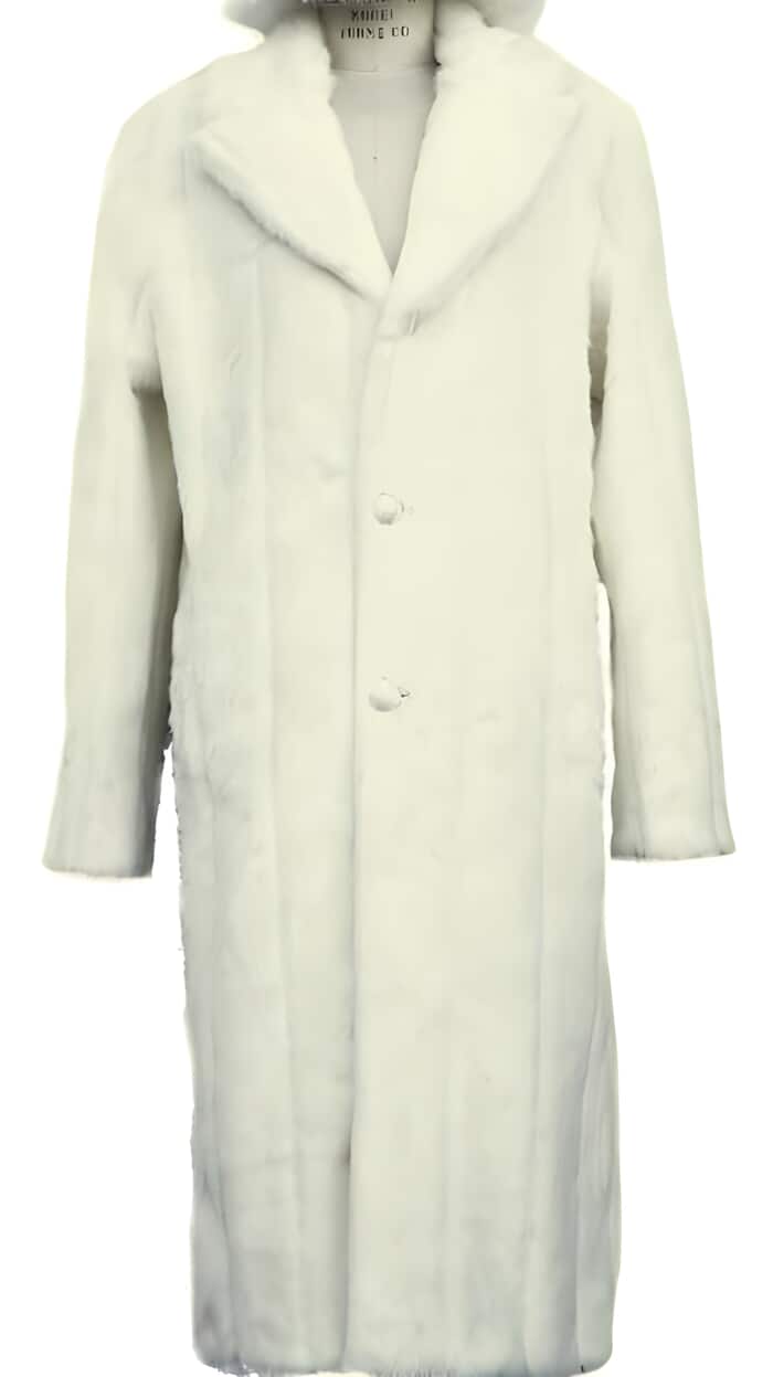 Faux Fur Overcoat Full Length Off-White Coat