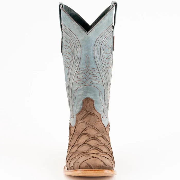 Ferrini Bronco Men's Print Pirarucu Fish Boots Handcrafted Brown