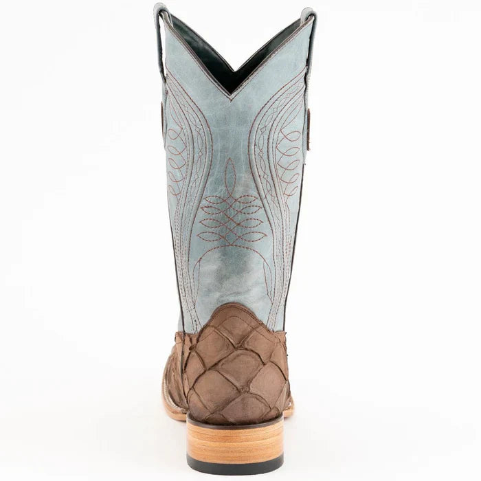 Ferrini Bronco Men's Print Pirarucu Fish Boots Handcrafted Brown
