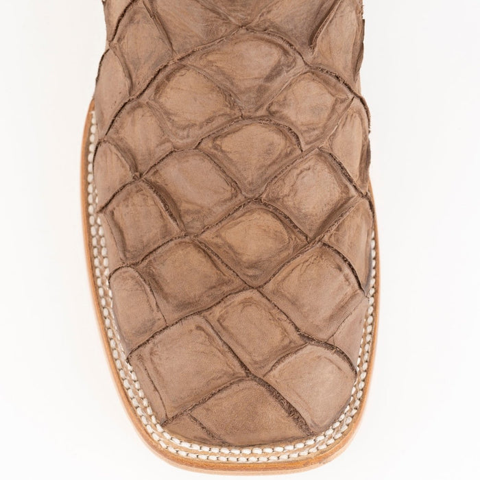 Ferrini Bronco Men's Print Pirarucu Fish Boots Handcrafted Brown