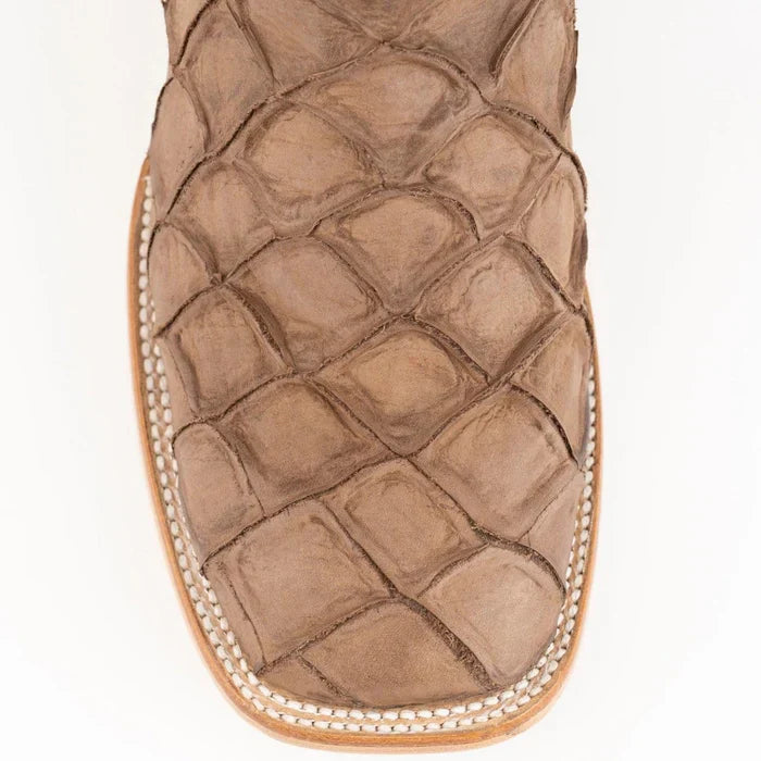 Ferrini Bronco Men's Print Pirarucu Fish Boots Handcrafted Brown
