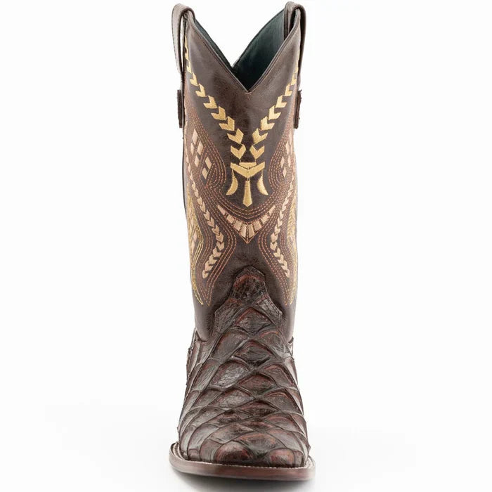 Ferrini Bronco Pirarucu Fish Print Boots Chocolate