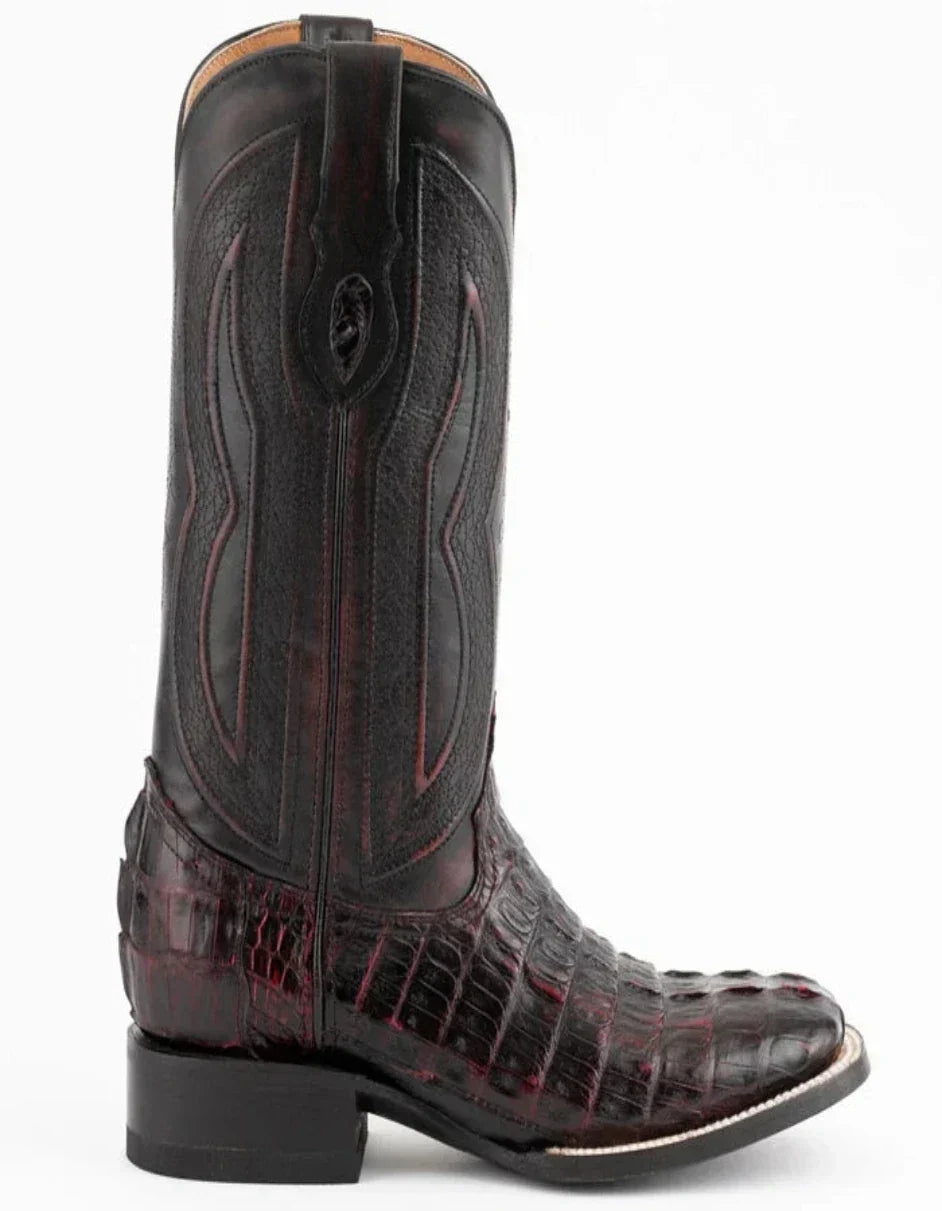 Ferrini Black Cherry Hornback Caiman Boots