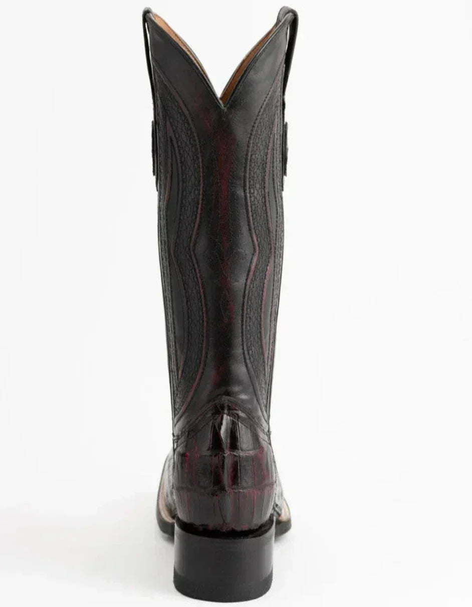 Ferrini Black Cherry Hornback Caiman Boots