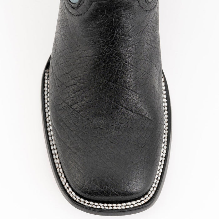 Ferrini Black Ostrich Square Toe Boots, Handcrafted